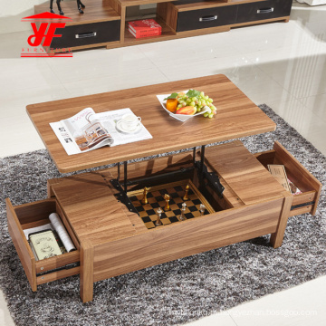 Design de mesa de café de madeira rústica baixa